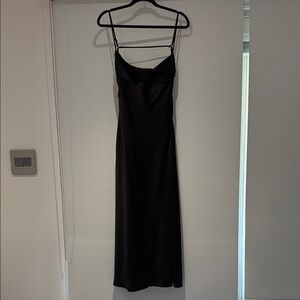 Zara Black Satin Maxi Slip Dress